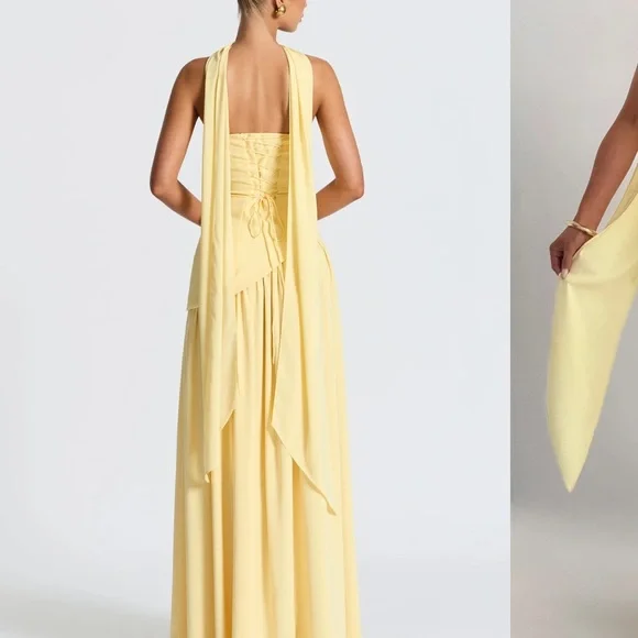 Maliyah Strapless Maxi Dress in Lemon - Picture 2 of 5